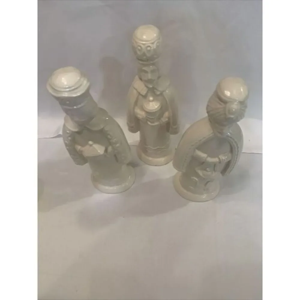 Three Wise Men Set of‎ 3 Ceramic Ivory Glazed Figures Christmas Decor MCM 11-10